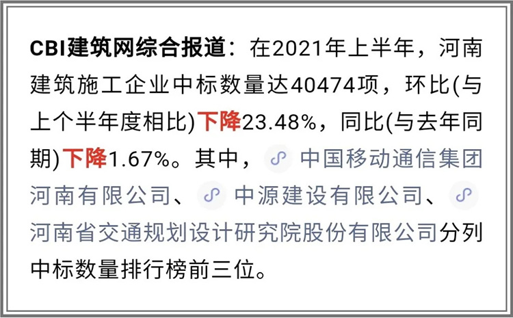 中州建設(shè)有限公司2021年上半年進(jìn)入全省建筑施工企業(yè)中標(biāo)100強